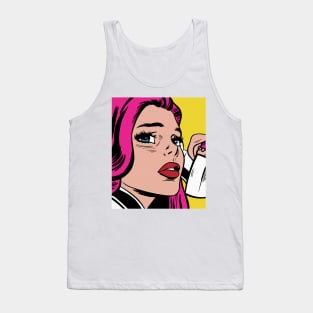 Pink Hair Comic Girl Tank Top